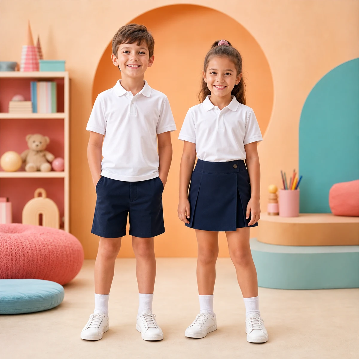 Uniforme Escolar Completo — Camisa e Short ou Saia